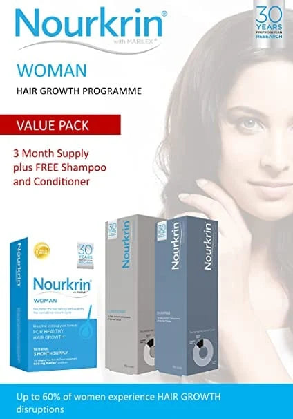 Nourkrin Woman 3 Month Supply (180 Tablets) + FREE Shampoo & Conditioner